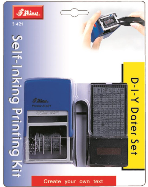 STAEDTLER 9S421 SHINY SELF-INKING D.I.Y STAMP SET 4MM 5 LINES PRINTING KIT WITH DATER ON BLISTER CARD