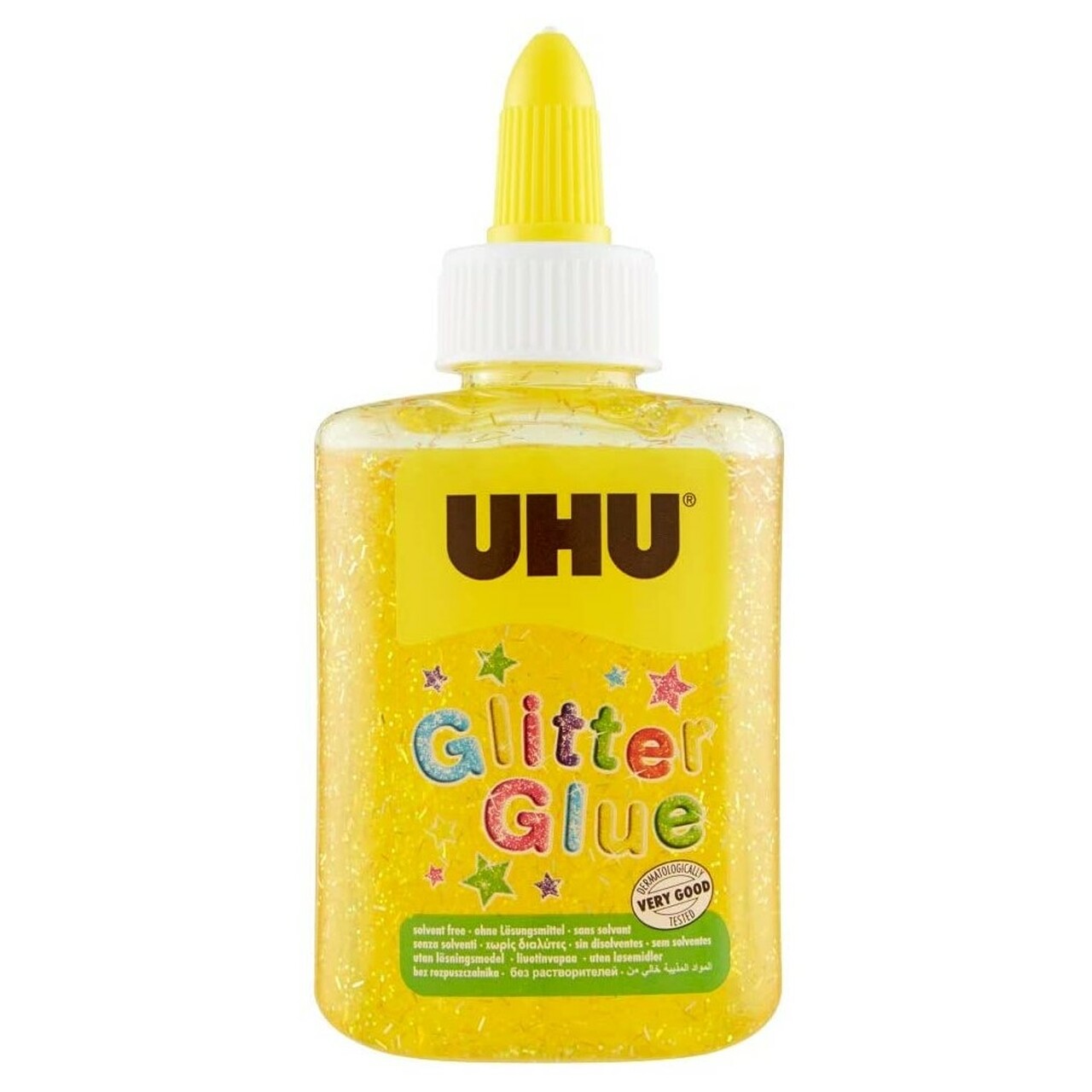 UHU 33-49970 GLITTER GLUE BOTTLE 88ML YELLOW IN A TRAY OF 6 EACH