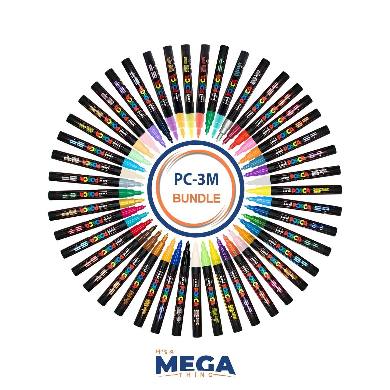 POSCA PC-3M (PC3M) PAINT MARKER PENS IN A BUNDLE OF 45 INDIVIDUAL COLOURS