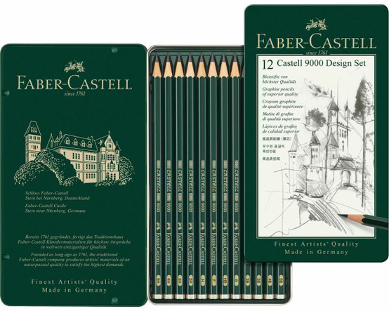 FABER CASTELL 10-119064 GRAPHITE PENCIL CASTELL 9000 DESIGN SET OF 12