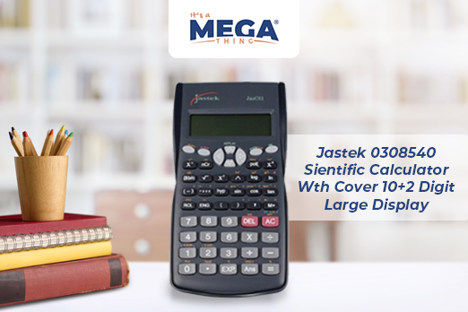 JASTEK 0308540 SCIENTIFIC CALCULATOR WITH COVER 10+2 DIGIT LARGE DISPLAY